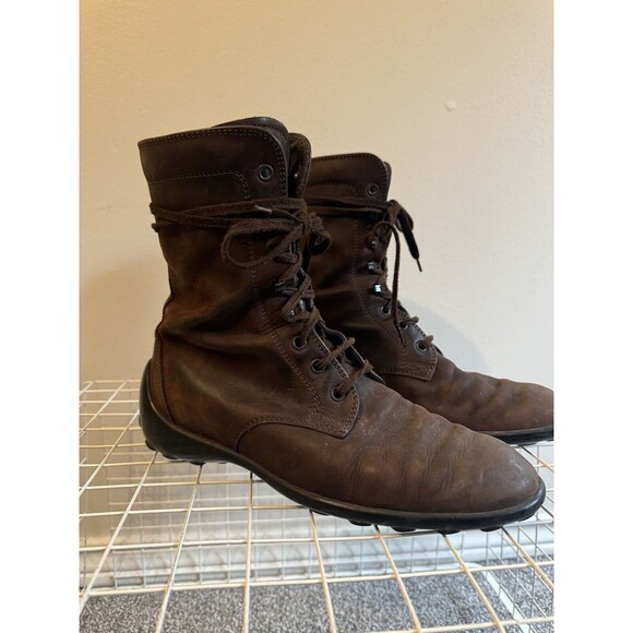 Tod's Lace-up Combat Boots in Dark Brown Suede Leather Italy Vibram Size 38.5 8 - Picture 3 of 11